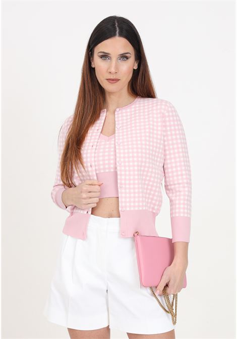 Women's cardigan with white and pink checked pattern MAX MARA | 2416341061600001